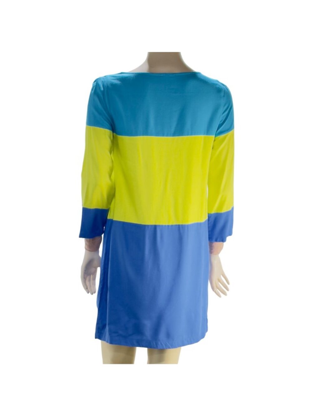 MAEVE ANTHROPOLOGIE Women’s Dress Blue Yellow Color-block Rayon Size 6 - Picture 3 of 12